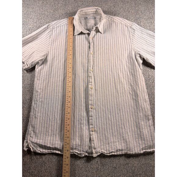 Zara Collared White Pin Stripe Mens Large - Picture 3 of 5